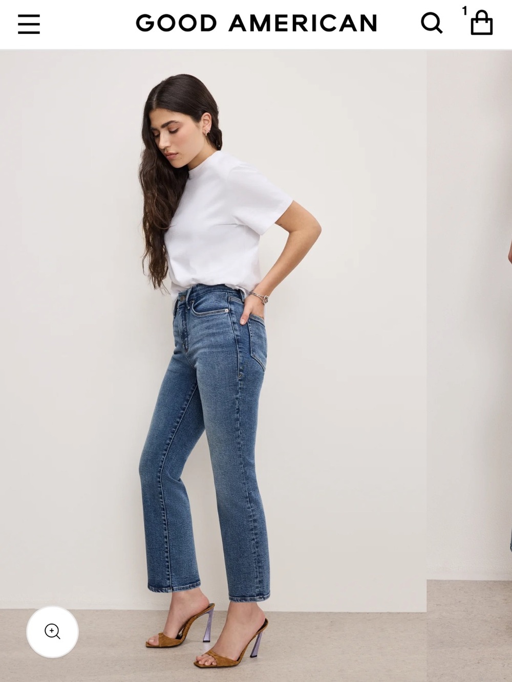 Good American Petite Straight Jeans in Medium Blue Wash
